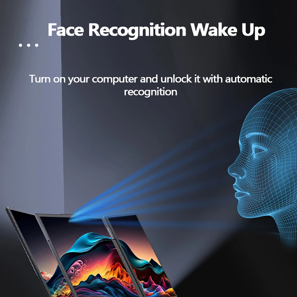16+10.5+10.5inch Triple Screen Laptop I7-1260P 64GB 4TB DDR4 Win11 Face Recognition Fingerprint Unlock WIFI6 HDMI Computer