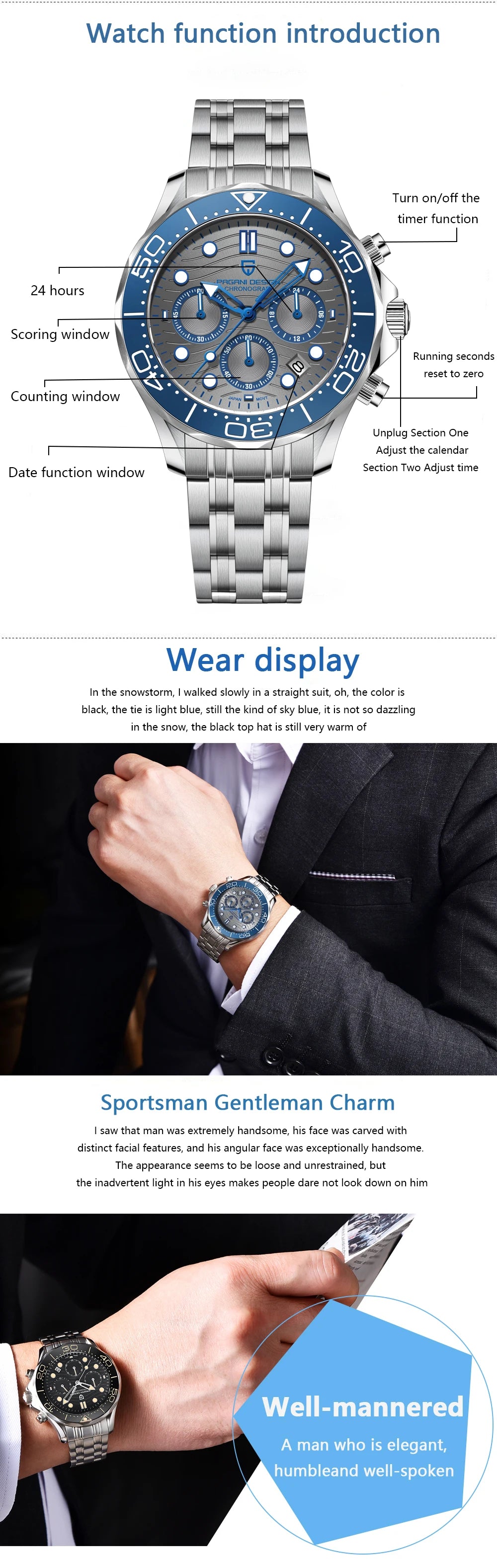 PAGANI DESIGN Men's Watches 2025 Top Brand Luxury Quartz Watch For Men Stainless Steel Chronograph Waterproof Sport VD53 Reloj