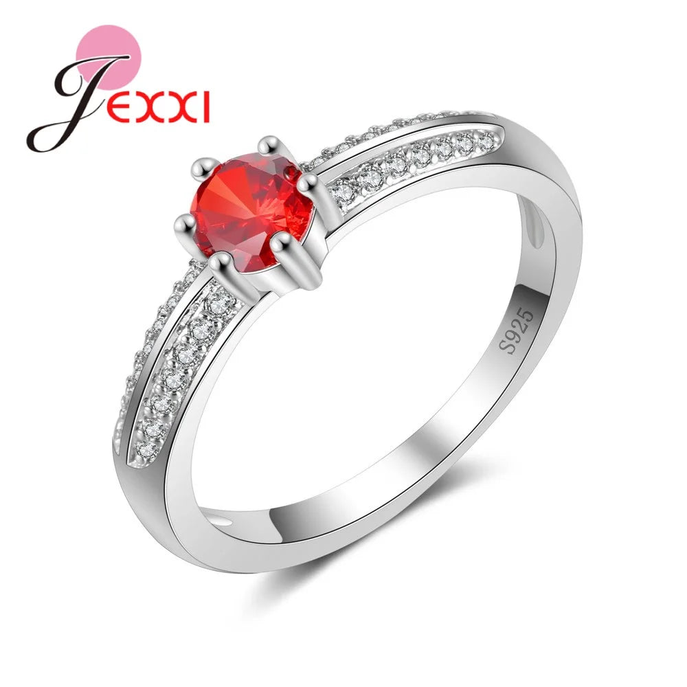 Brand Finger Wedding Rings Multicolor Cubic Zircon With Crystals Women Engagement 925 Sterling Silver Color Ring Jewelry Lovely