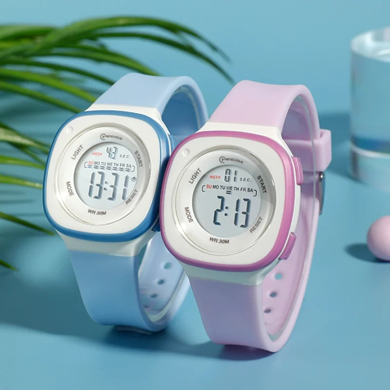 Children Watches Waterproof Purple Digital Kids Watch For Boys Girls Fashion Student Electronic Wristwatch Alarm Clocks
