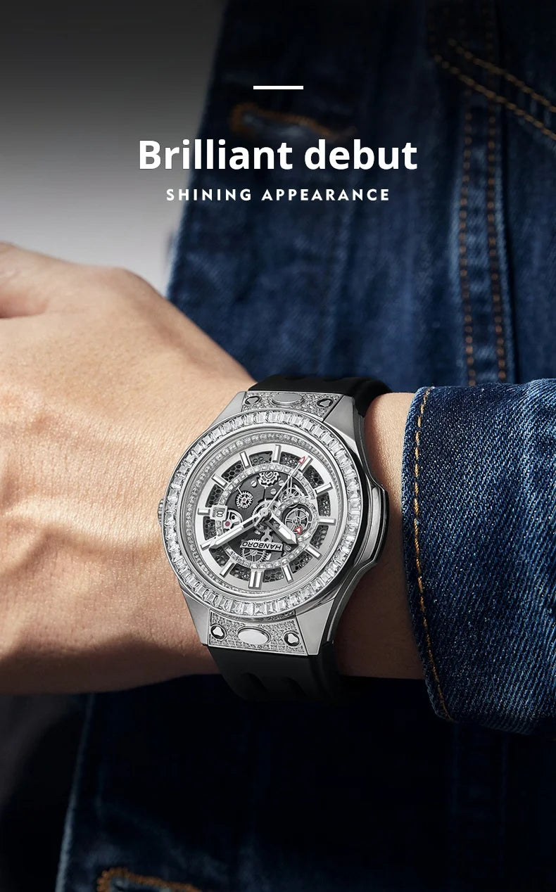 HANBORO super Bang Collection Fashion Light Luxury Quick Release Replaceable Strap Men's Automatic Mechanical Watch