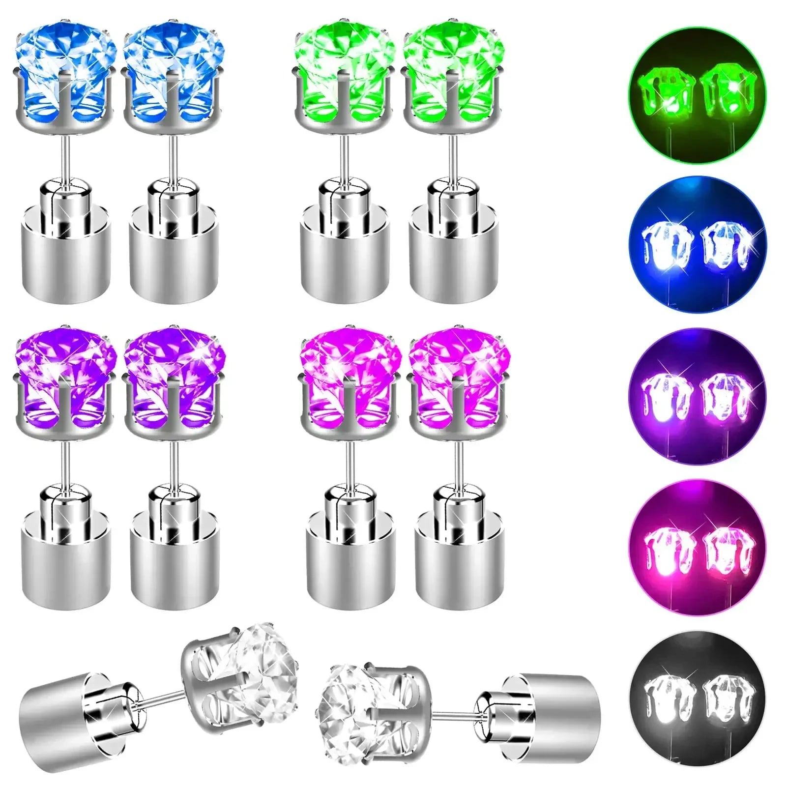1/2PCS Light Up LED Bling Ear Stud Earrings for Women Color Light Up Earring Studs Light Up Earrings for Rave Party Accessories