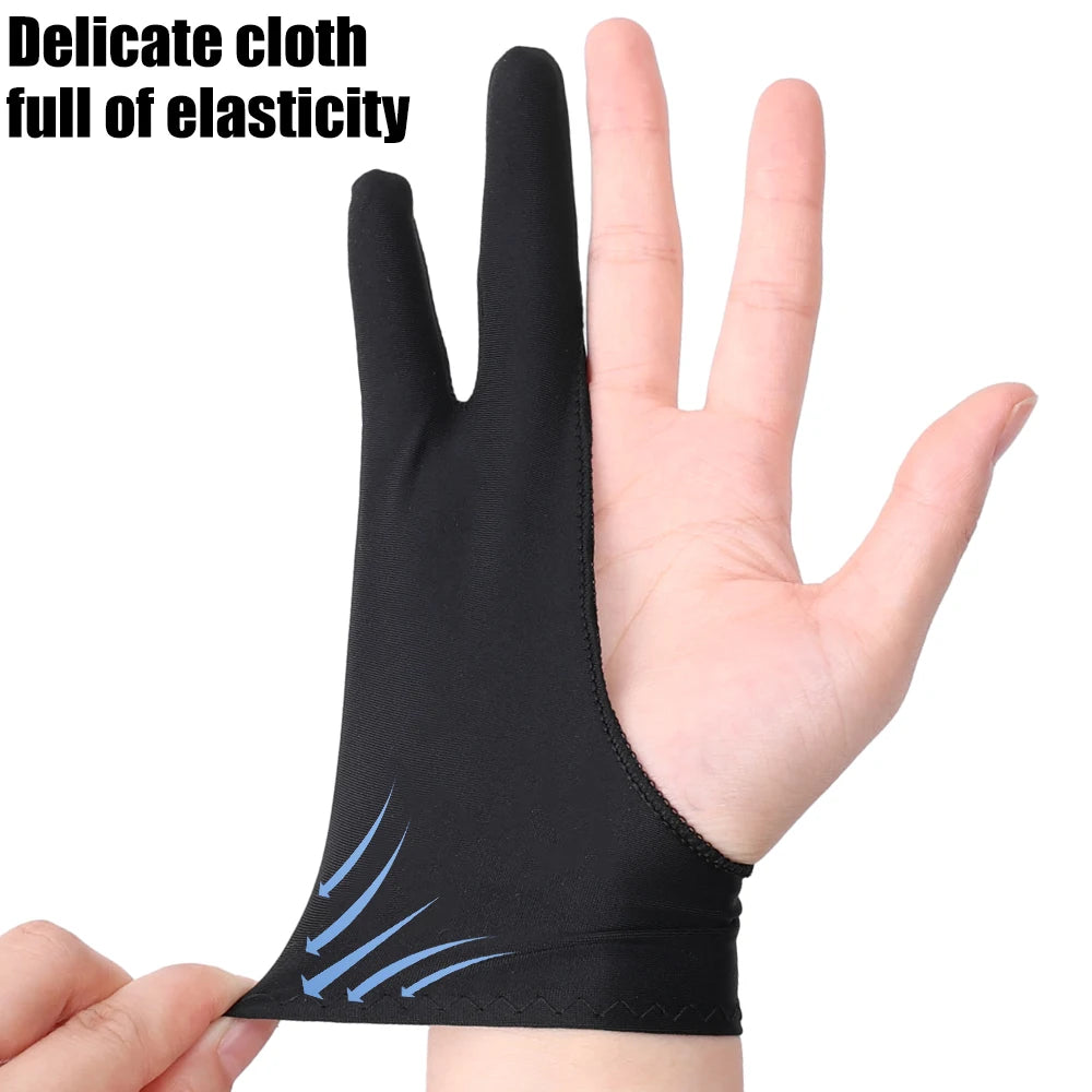 1-4Pcs Two-finger Artist Glove Palm Rejection Tablet Drawing Gloves for iPad Pro Air Graphic Tablet Smudge Guard Painting Gloves