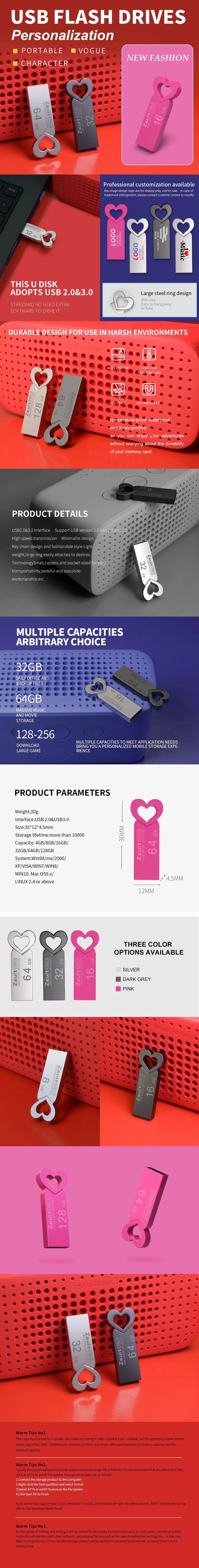 Metal Usb Flash Drive 32gb Usb Memory Stick 128gb Waterproof Pen Drive 4GB U Disk Key Usb 16GB Portable Flash USB Free Logo Gift