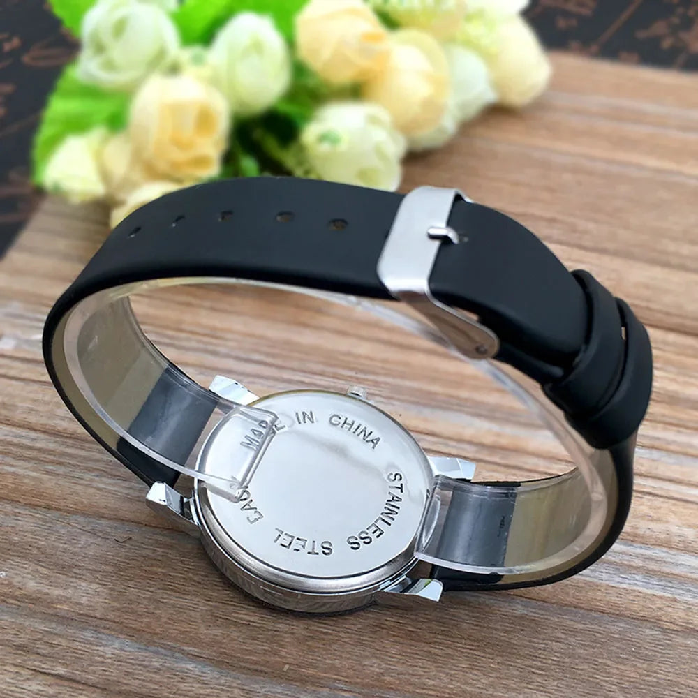 1/2PCS Fashion Quartz Watch Couple Stylish Spire Glass Wristwatch Simple Rhinestone Back View Couple Watch Set Couple Gift
