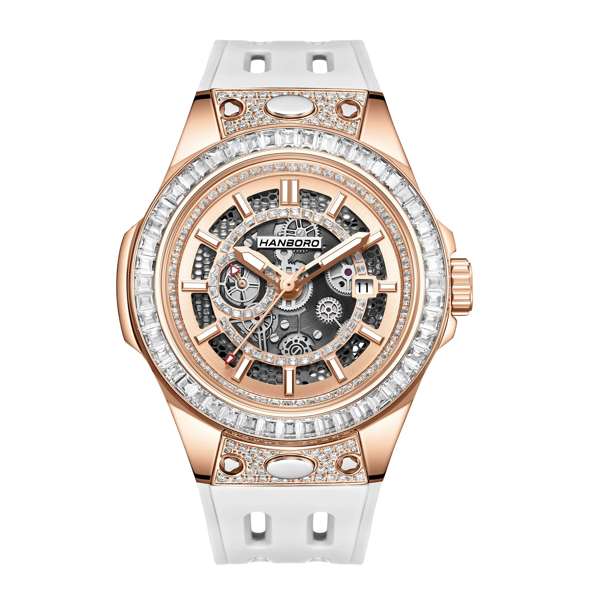 HANBORO super Bang Collection Fashion Light Luxury Quick Release Replaceable Strap Men's Automatic Mechanical Watch