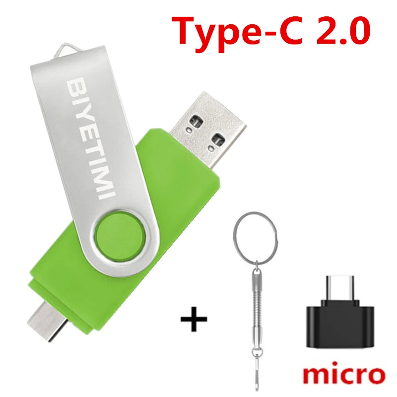 Biyetimi Type C usb flash drive 128GB OTG 2.0 64GB pen drive 32GB real capacity usb флэш-накопител memory stick for phone ＆ cPC