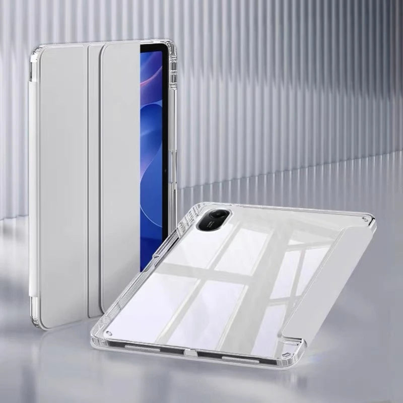 For Xiaomi Redmi Pad 2 2025 Case 11 inch with Pencil Holder Tri-Folding Clear Soft TPU Back Tablet for Redmi Pad 2 2025 Cover