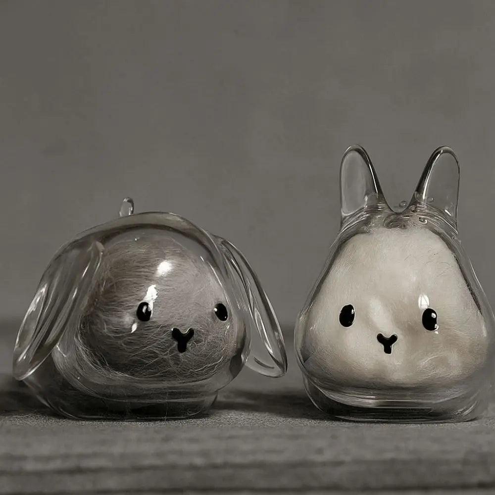 Transparent Acrylic Keychain Cat Hair Storage Capsule Handmade Animal Shaped Rabbit Hair Storage Box Cute Stylish