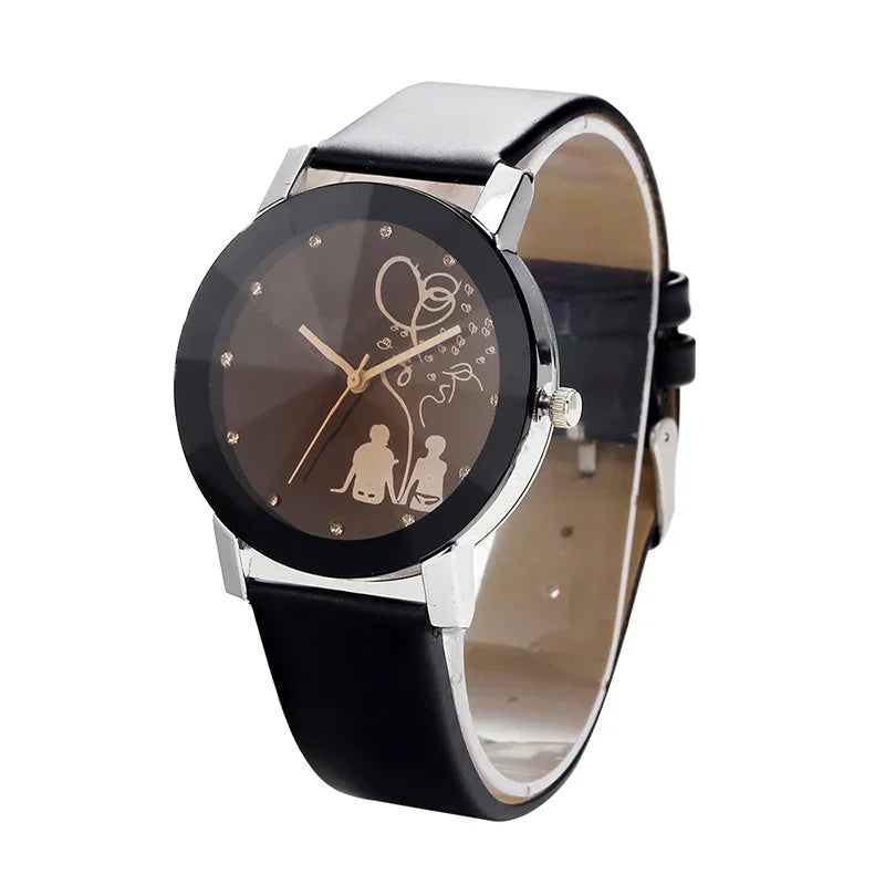 1/2PCS Fashion Quartz Watch Couple Stylish Spire Glass Wristwatch Simple Rhinestone Back View Couple Watch Set Couple Gift