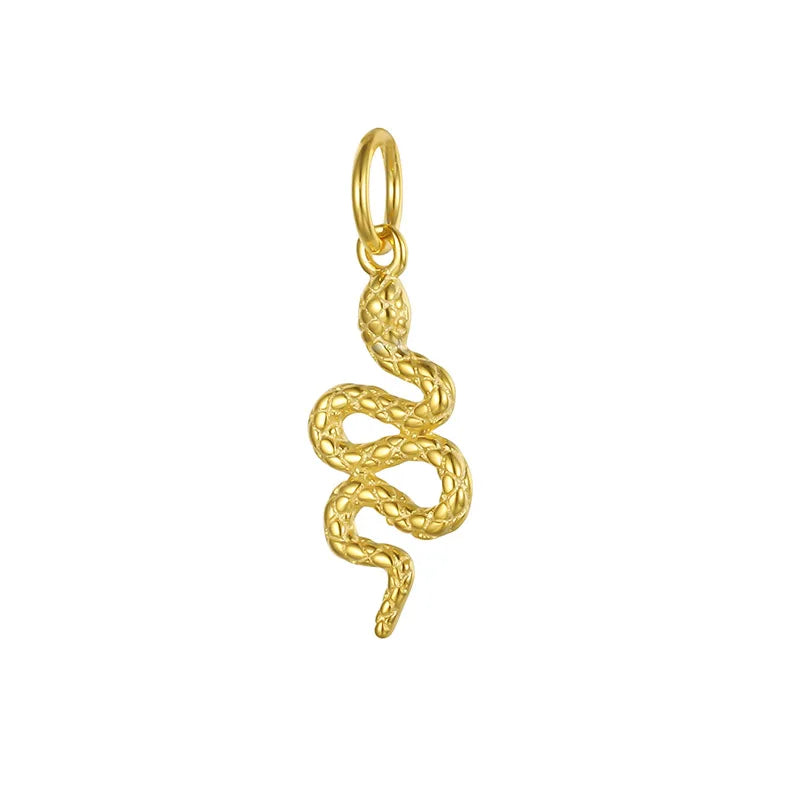 TrustDavis Real 925 Sterling Silver Fashion Sweet Animal Snake Charm Pendant Handmade DIY Accessories Fine Jewelry HY304
