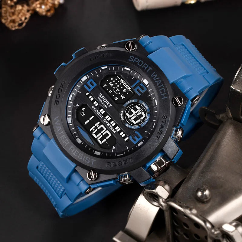 Multifunction Men's Sports Watch Waterproof Luminous Alarm Clock Outdoor Fitness Digital Watch Electronic Wristwatch for Man Kid