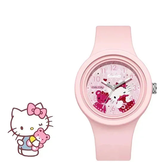 Sanrio Hello Kitty Watch Kuromi Cinnamoroll Silicone Strap Quartz Casual Cartoon Melody WristWatch Girls Children Birthday Gifts