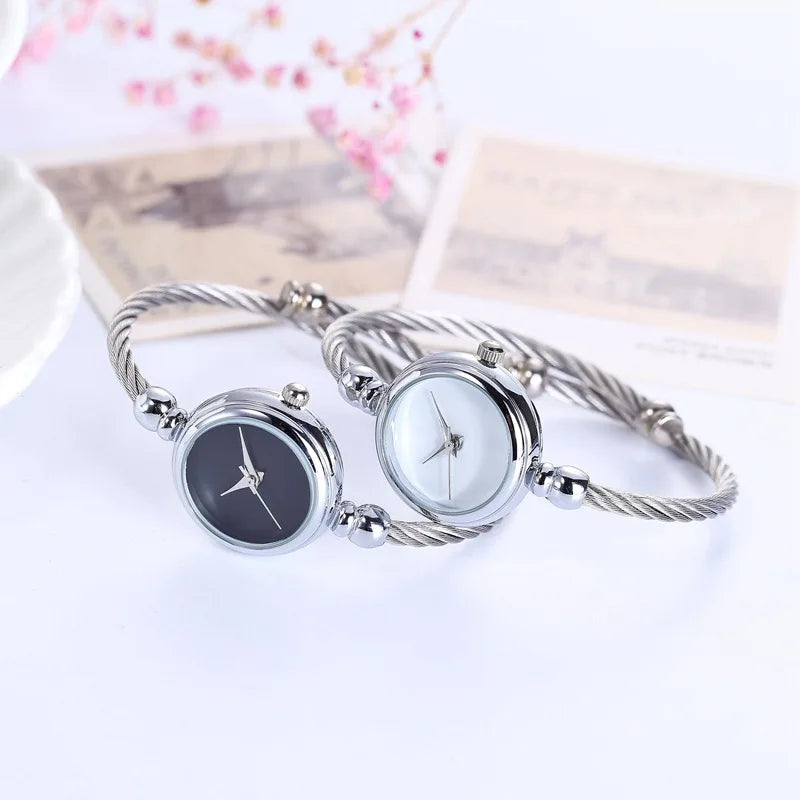 Couple Style Gold Sliver Bracelet Minimalist Wristwatch Fashion Steel Strap Women's Quartz Watch Brand Casual Women's Watcht Set