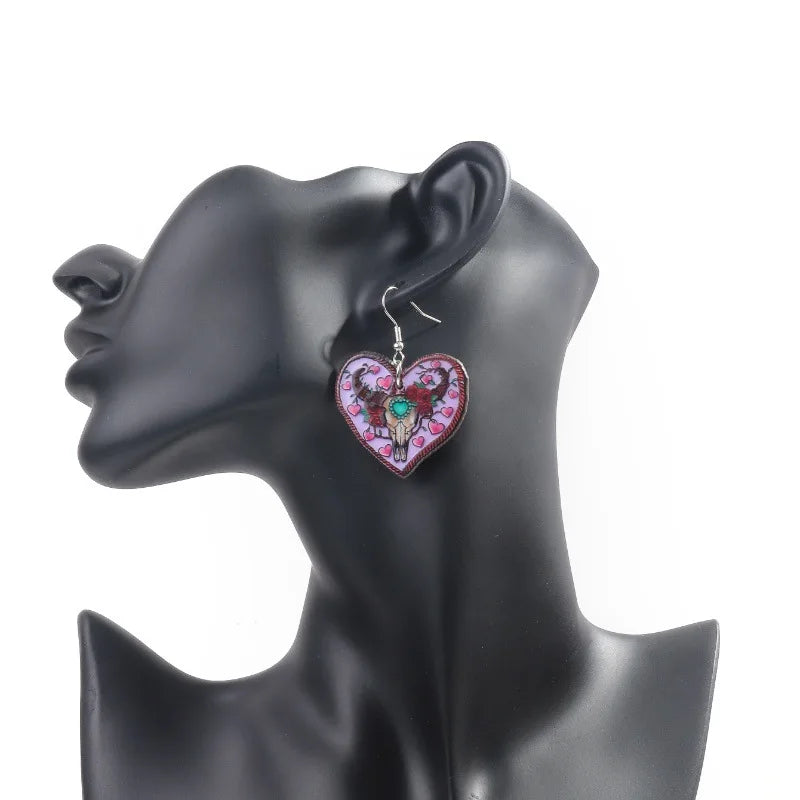 Double Sides Acrylic Cat Mermaid Guitar Earrings for Women Colored Doughnut Coffee Pendant Ear Ring Halloween Christmas Gift