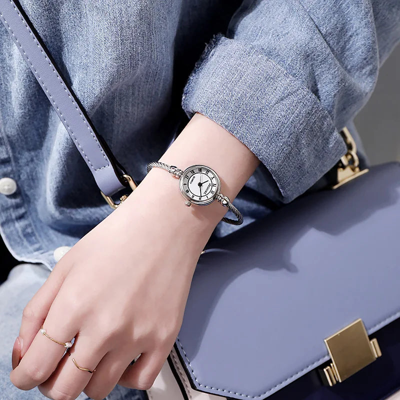 Couple Style Gold Sliver Bracelet Minimalist Wristwatch Fashion Steel Strap Women's Quartz Watch Brand Casual Women's Watcht Set