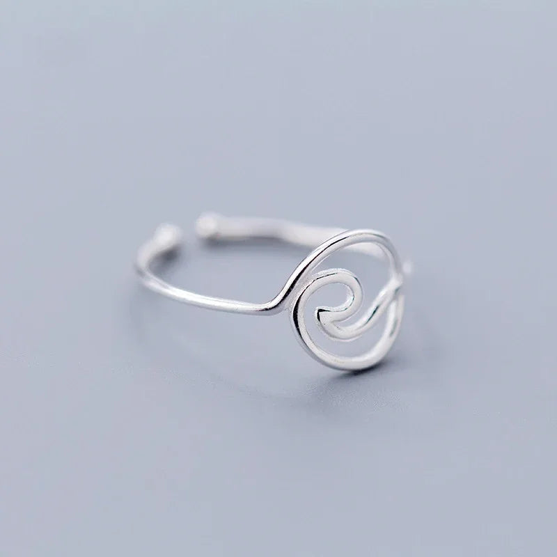 SOFTPIG Real 925 Sterling Silver MInimalist Geometric Hollow Line Round Opening Ring For Women Party Fashion Fine Jewelry