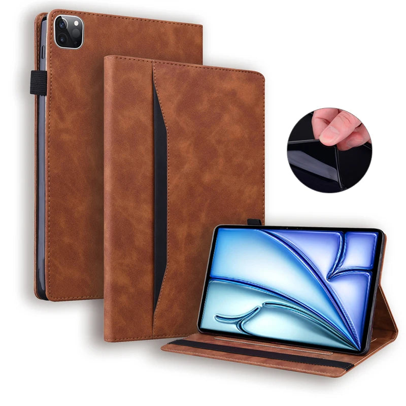 For iPad Air 11 13 Inch Case 2024 PU Leather Soft TPU Back Business Folio Cover for Funda iPad M2 Air 6 11 13 Inch 2024 Case