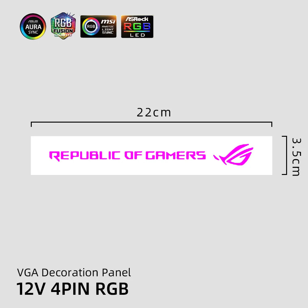 RGB GPU Side Panel Customizable A-RGB VGA Decoration Video Card Cover Customize 5V3PIN/12V4PIN AURA PC MOD PC Case MOD RTX GTX