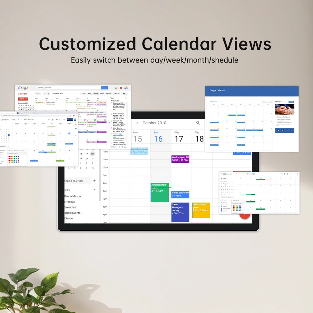 TouchWo 15.6-43 Inch Touchscreen Digital Calendar & Chore Chart, Smart Electronic Calendar for Work & Family Schedule