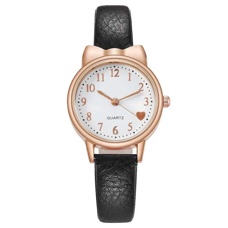 Fashion Adults Kids Love Digital Dial Children Watch Set Leather Strap Quartz Watches Kid Girls Clock Children Gift Watch