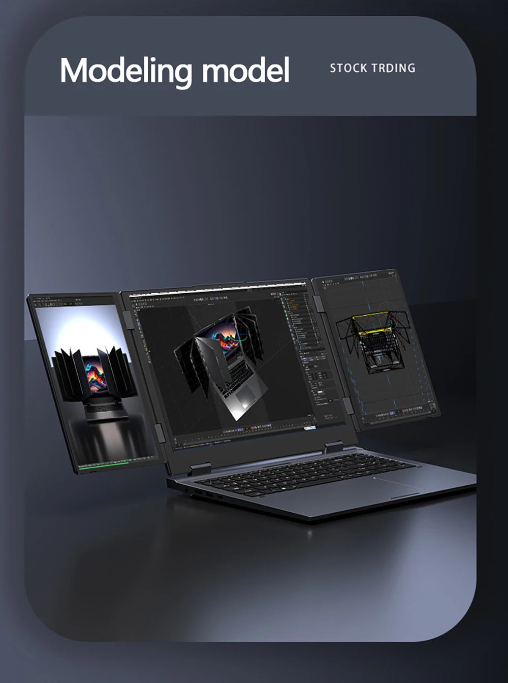 16+10.5+10.5inch Triple Screen Laptop I7-1260P 64GB 4TB DDR4 Win11 Face Recognition Fingerprint Unlock WIFI6 HDMI Computer