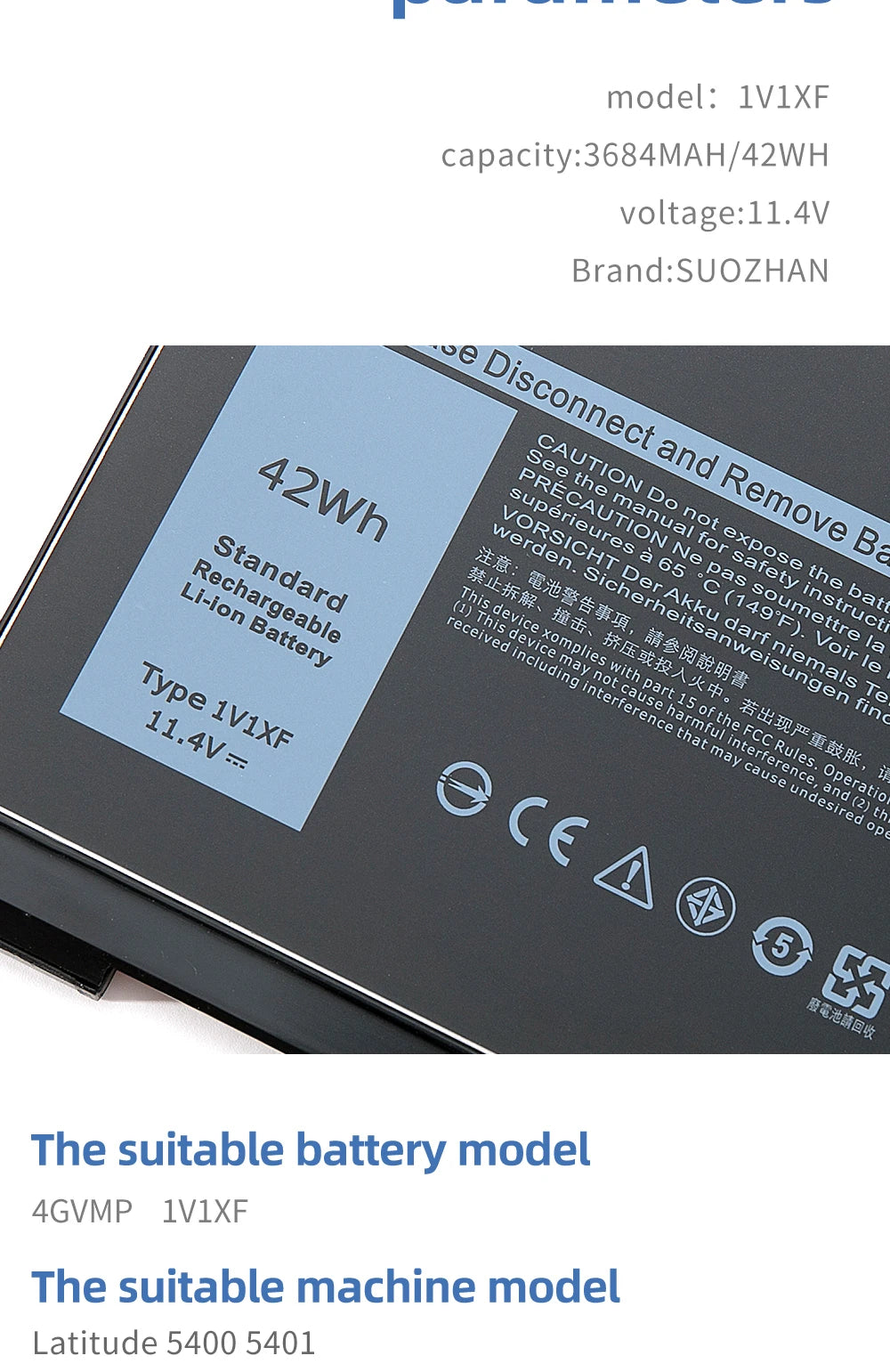SUOZHAN 1V1XF Laptop Battery for Dell Latitude 5400 5410 5500 Precision 3540 3550 Inspiron 7590 7591 2-in-1 Series 01V1XF R8D7N
