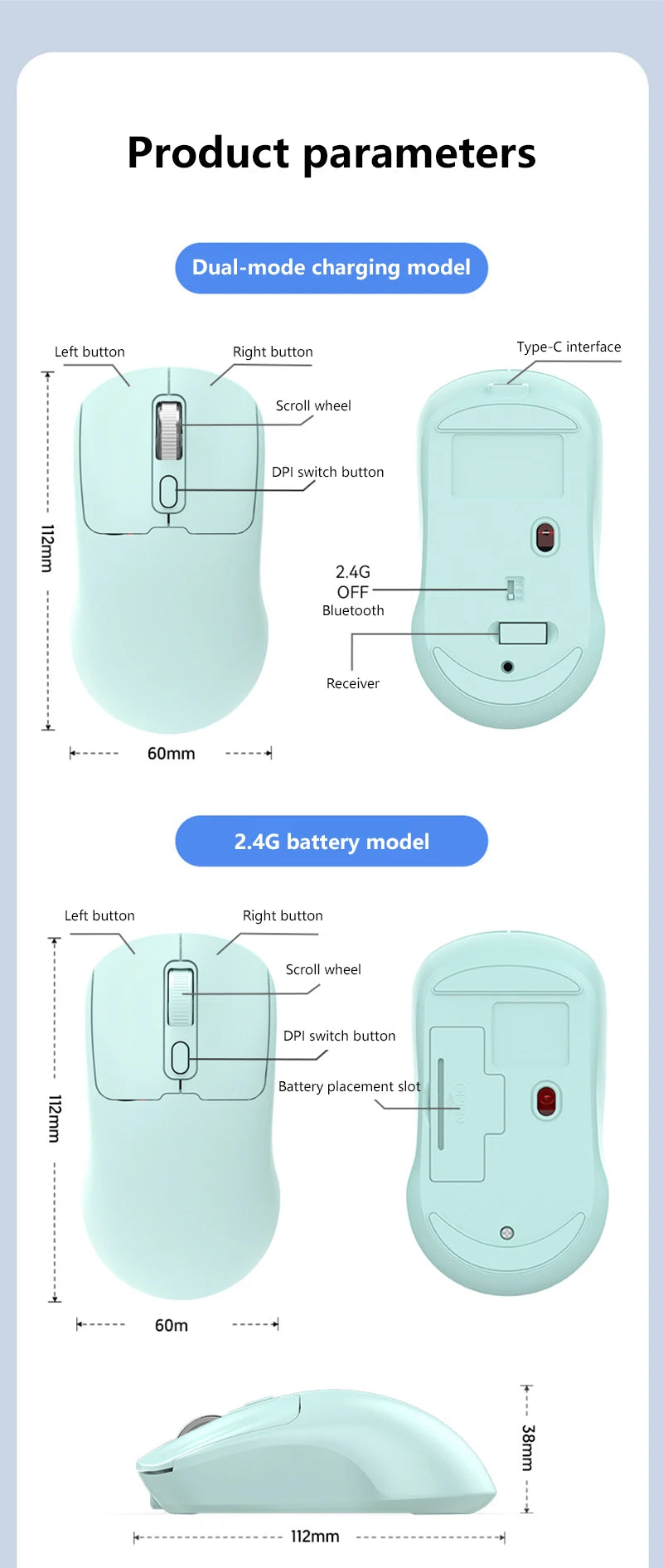 Xiaomi Wireless Mouse Rechargeable Silent Bluetooth Dual Mode DPI Adjustment Office Tablet Laptop Accessories For Android IOS