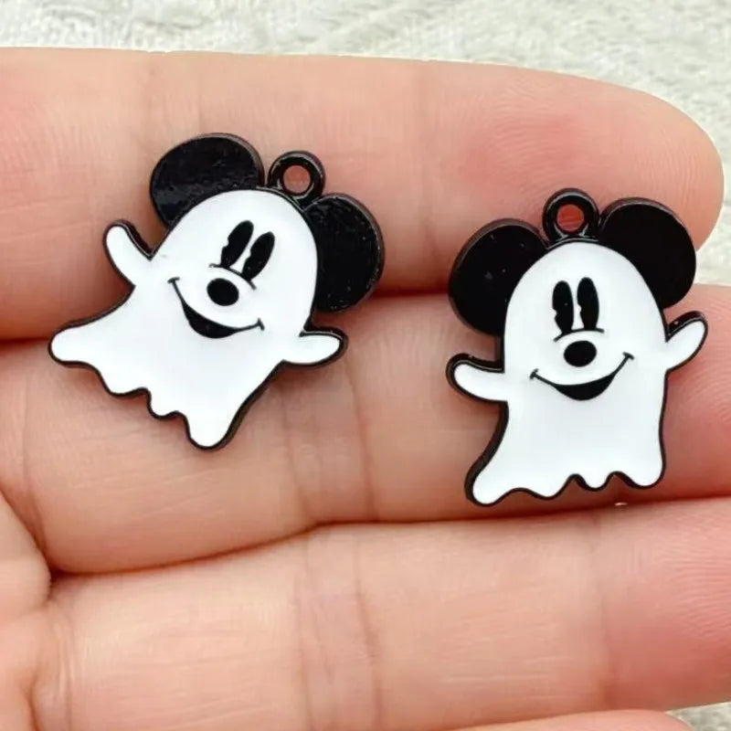 10pcs Halloween Ghost Charm Diy Jewelry Making Accessories Earring Keychain Bracelet Pendant Supplies Alloy Metal Black Plated