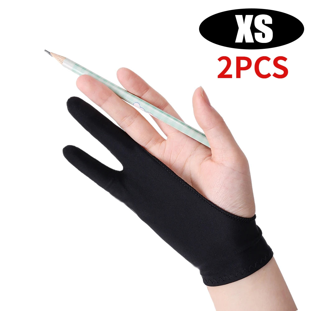 1-4Pcs Two-finger Artist Glove Palm Rejection Tablet Drawing Gloves for iPad Pro Air Graphic Tablet Smudge Guard Painting Gloves