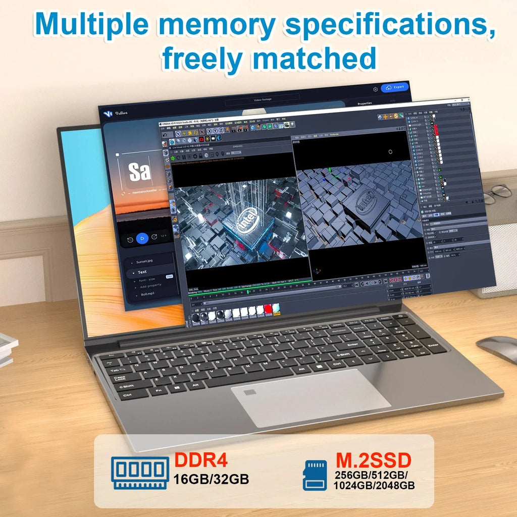 Xiaman 15.6" Portable Laptop Computer Intel Core i3 6100U Windows 11 Pro Notebook PC Gamer 16GB RAM 512GB 1TB SSD Gaming Laptops