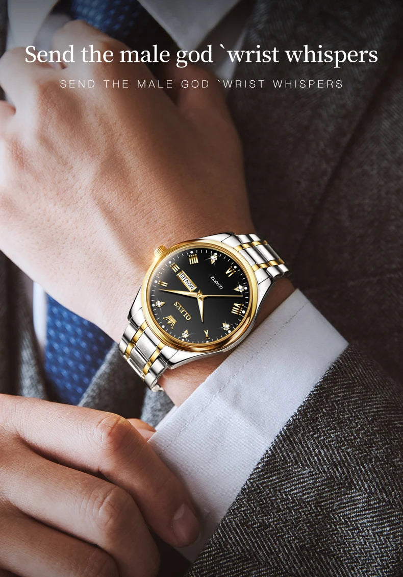 OLEVS 5563 Couple Watch Original Luxury Quartz Wristwatch for Men and Women Elegant Fashion Dual Calendar Waterproof Hand Clock