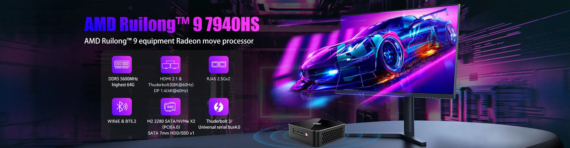 MOREFINE Mini PC AMD Ryzen R9-7940HS R7-7840HS R5-6600H WIN11PRO Desktop Computer DDR5 16GB RAM 1T SSD WiFi6 BT5.2 Laptop Gamer