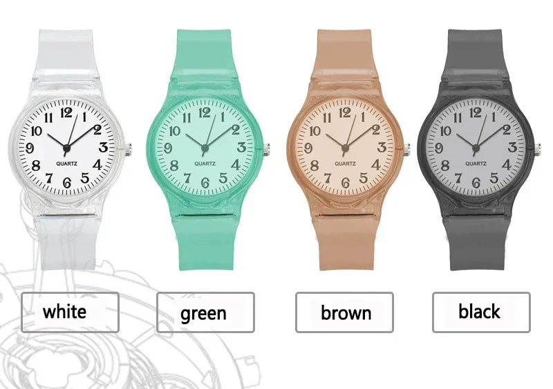 Kids Watch Children Quartz Watches Wristwatch Jelly for Girl and Boy Clocks Sport Baby Student Transparent Plastic Montre Femme