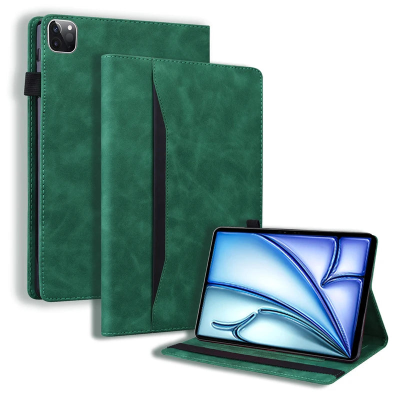 For iPad Air 11 13 Inch Case 2024 PU Leather Soft TPU Back Business Folio Cover for Funda iPad M2 Air 6 11 13 Inch 2024 Case