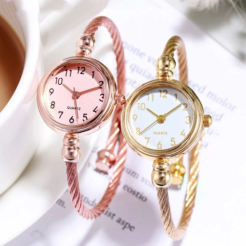 2PCS Fashion Luxury Women's Watch Gold Fine Strap Ladies Watch For Bracelet Montre Femme Female Wrist Watch Women Clock Relojes