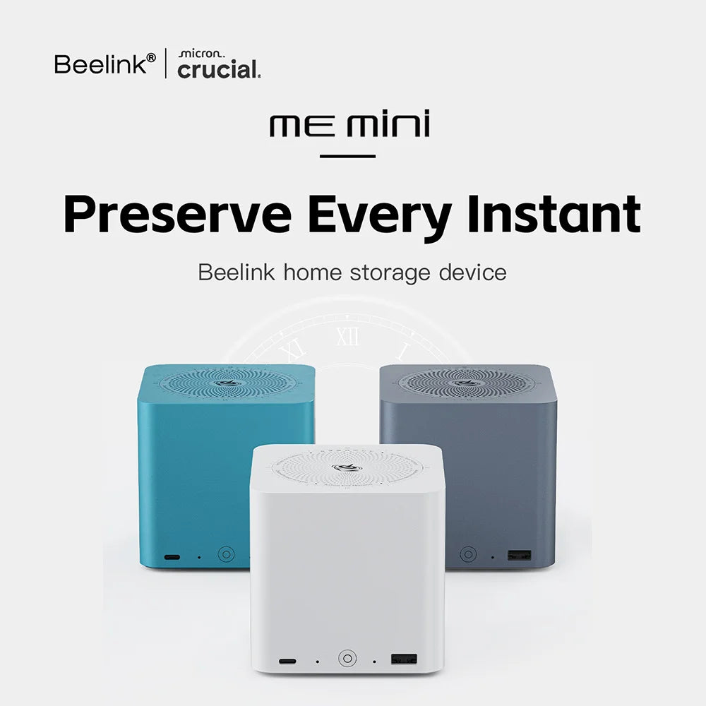 Home Network Storage MINI Host Beelink ME Mini NAS Intel Twin Lake N150 LPDDR5 4800MHz 12GB RAM 2T SSD WiFi6 4K Dual 2.5 Lan