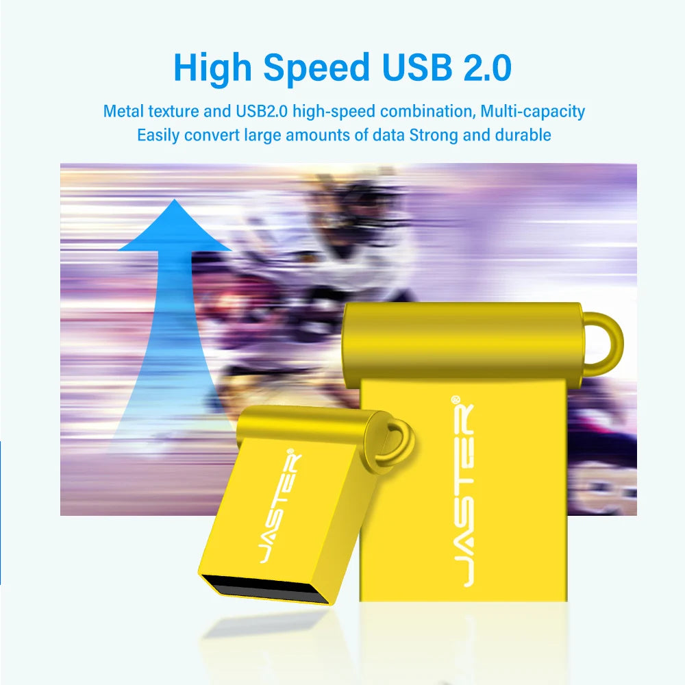 JASTER Mini Metal USB Flash Drive Pen Drives Pendrive External Storage Memory Stick USB Stick 2.0 4GB 8GB 16GB 32GB 64GB