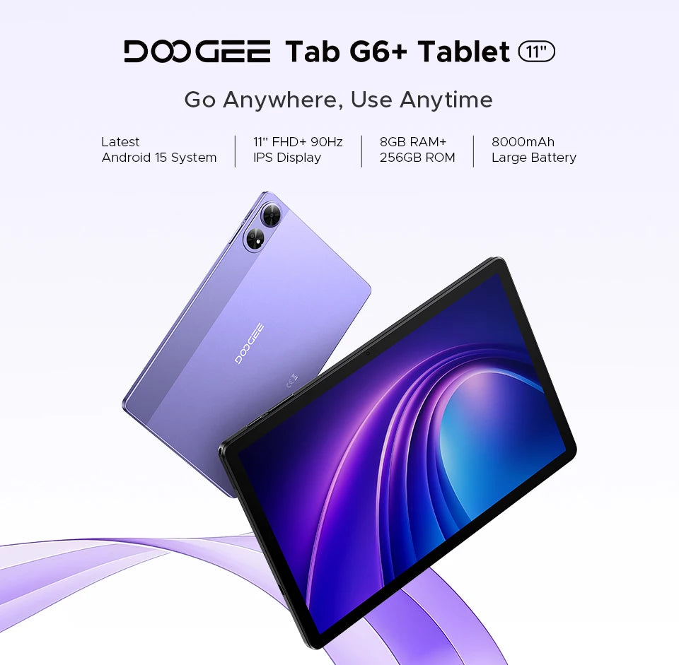 Doogee Tab G6+ 2 in 1 Tablet Pc Android 15 Gemini Ai Dual Speakers 8000Mah Battery 32Gb(8+24) Ram 256Gb Rom Widevine L1 4g Lte