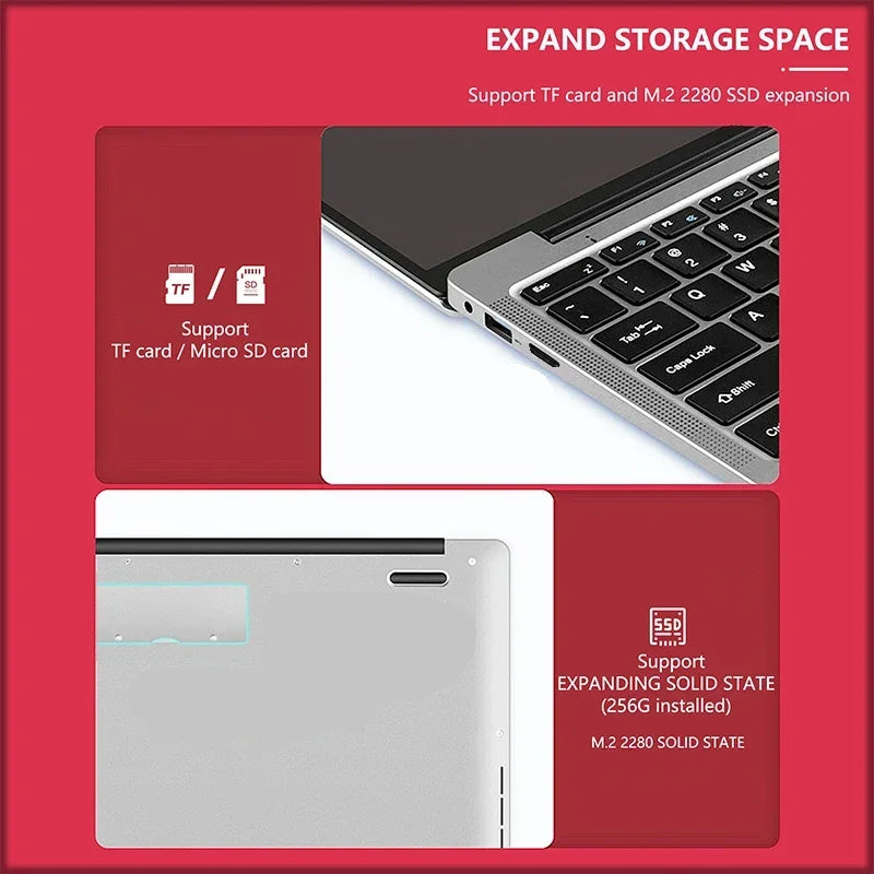 N4000 14.1 Inch 128GB 256GB 512GB 1TB SSD Windows 11 Pro Inte Laptop Intel Portable Laptos Student Notebook Dual core Laptop