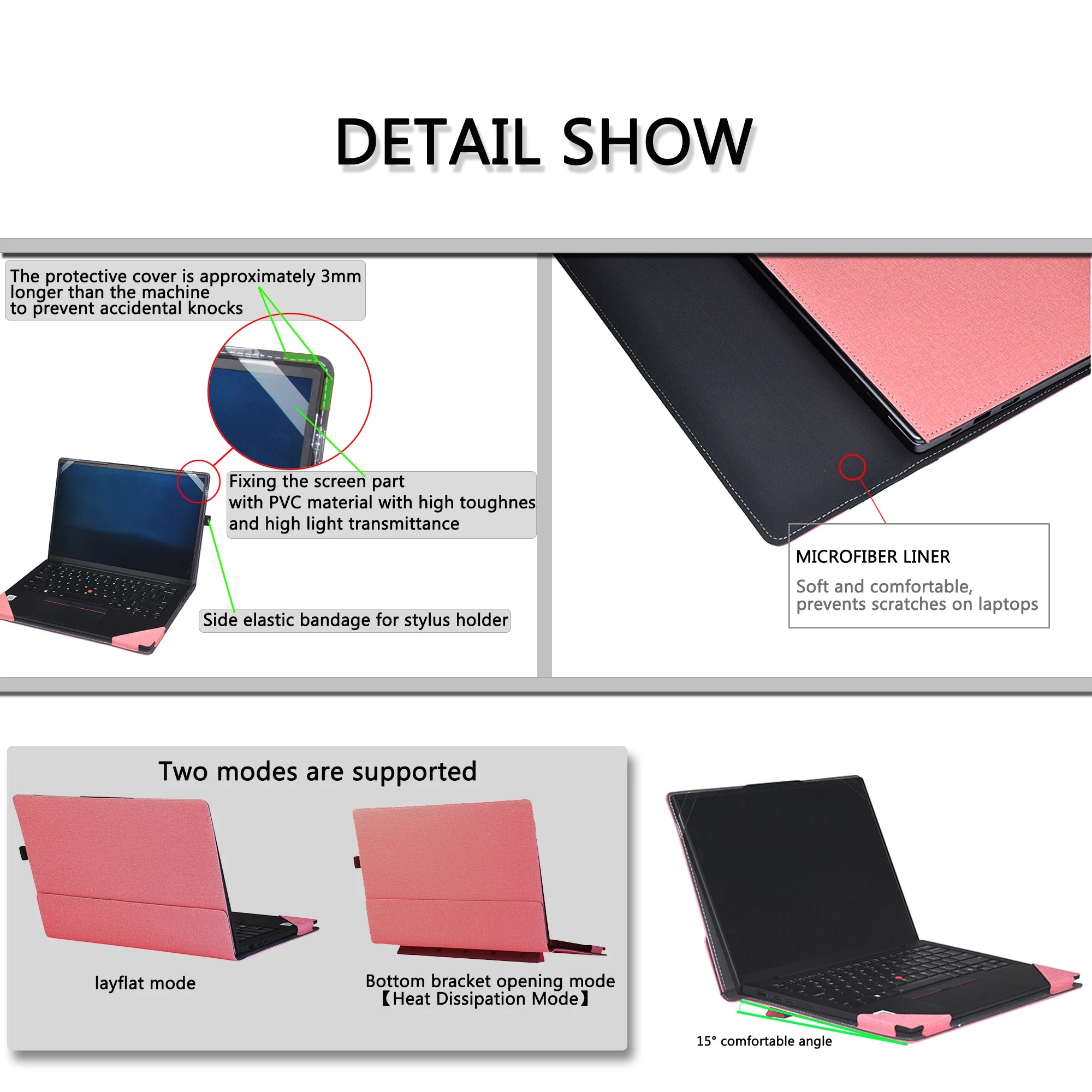 Laptop Case Cover For Lenovo Yoga Slim 7 14AKP10 /14ILL10 / 7i (14'', Gen 10) PU Leather Protective Bag with Foldable Cooling