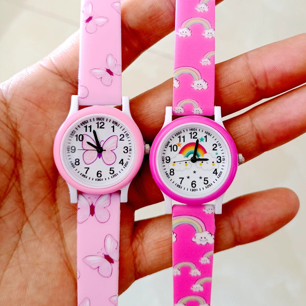 MINISO Cartoon Superhero Princess Unicorn Butterfly  Silicone Kids Children Boys Girls Quartz Birthday Party Gift Watches