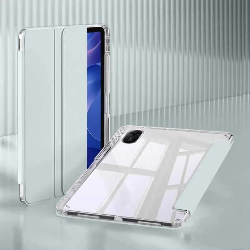 For Xiaomi Redmi Pad 2 2025 Case 11 inch with Pencil Holder Tri-Folding Clear Soft TPU Back Tablet for Redmi Pad 2 2025 Cover