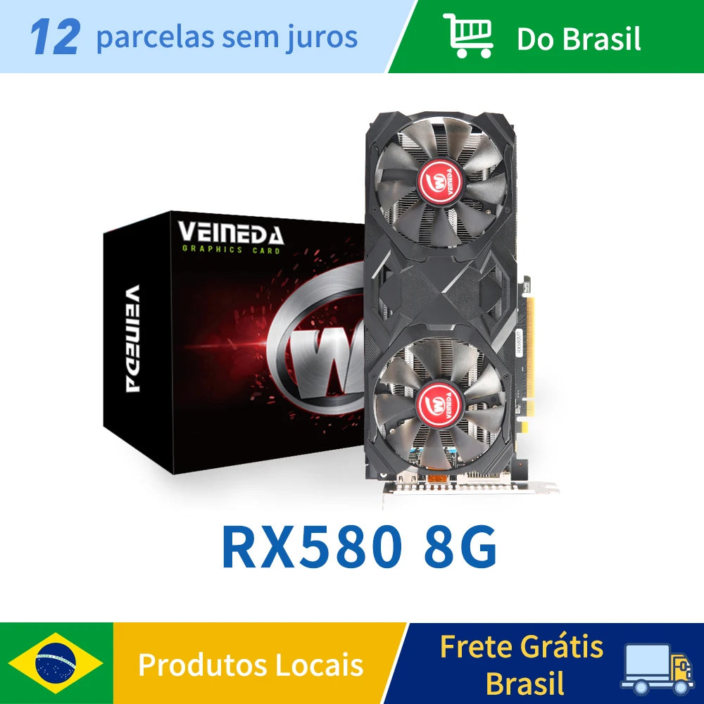 Veineda rx 580 8GB Graphics Cards  RX580 8GB 2048SP Video GPU gaming Desktop Computer Game Stronger than rx570 8 gplaca de video