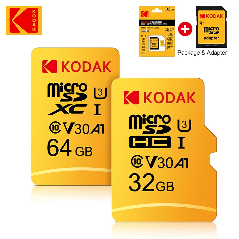 Original Kodak Micro SD Card 256GB 128GB 64GB 256GB 32GB High Speed Memory Card U3 A1 V30 Class 10 SD TF Card For adapter