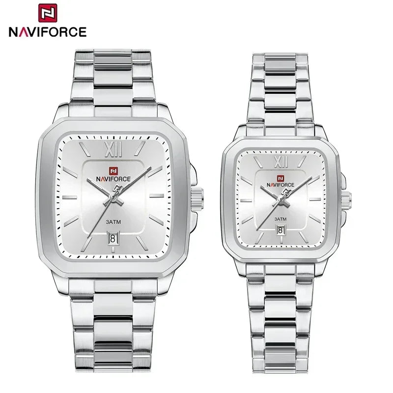 NAVIFORCE Couple Watch Luxury Brand Waterproof Quartz Watch Fashion Simple Calendar Date Stainless Watch Women Men Lover's Gift