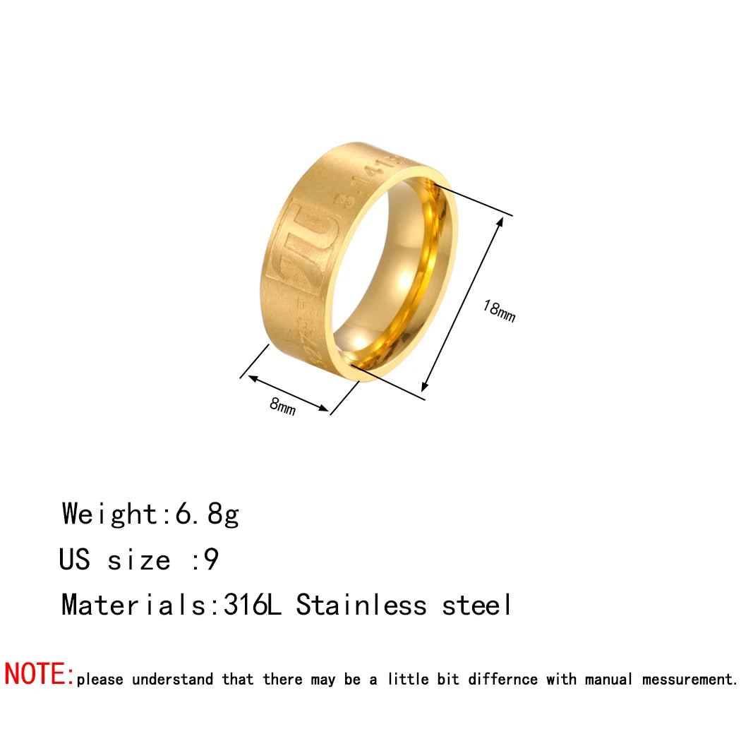 QIAMNI 2022 Vintage Number Pi Symbol Finger Ring Fashion Width Stainless Steel Math Lovers Jewelry For Men Women Graduation Gift