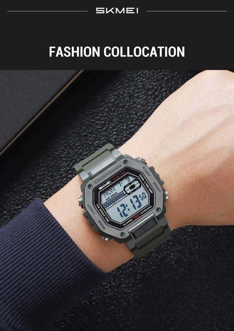 SKMEI Sport Alarm Clock Digital Watch For Men Women Waterproof Date Electronic Watches Chrono Military Wristwatches Reloj Hombre