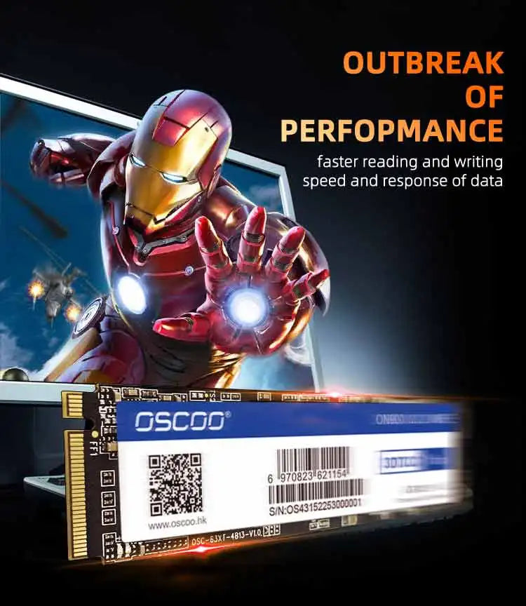 OSCOO SSD M.2 2280 NMVe PCIe Gen3.0x4 Internal SSD Solid State Drive 3D TLC NAND Flash 128GB 256GB 512GB 1TB PCIe Hard Disk SSD