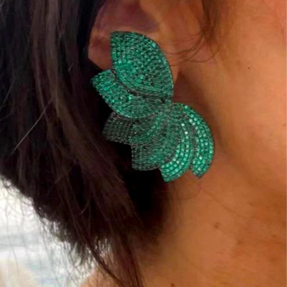 Missvikki New Luxury Leaves Petals Earrings Fashion for Romantic Women Daily Wedding Trendy Jewelry Accessories High Quality